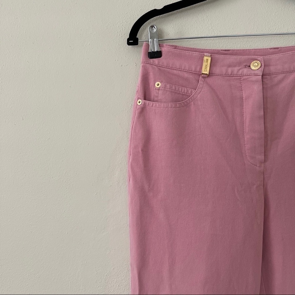 ST JOHN High Waist Polo Sport Cropped Cotton Pink Trousers Pants Sz 6 - Picture 7 of 7